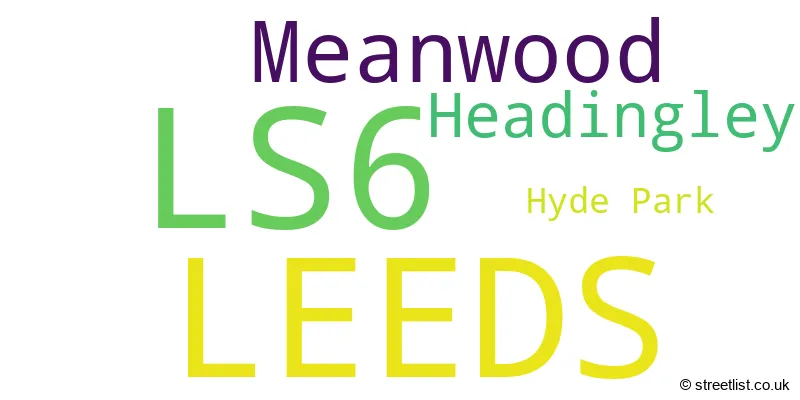 A word cloud for the LS6 postcode