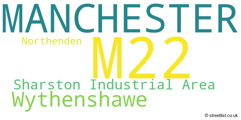 A word cloud for the M22 postcode