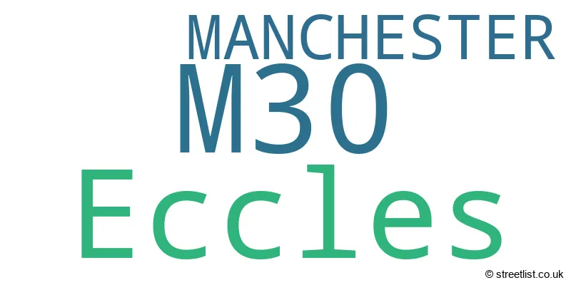 A word cloud for the M30 postcode