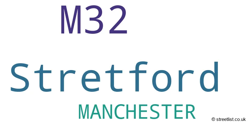 A word cloud for the M32 postcode