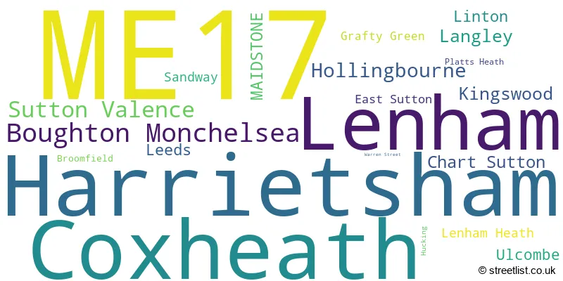 A word cloud for the ME17 postcode