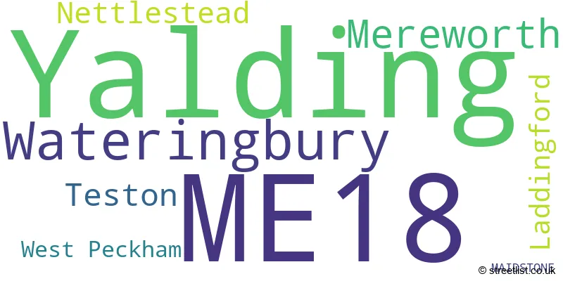 A word cloud for the ME18 postcode