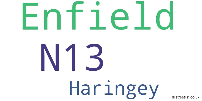 A word cloud for the N13 postcode