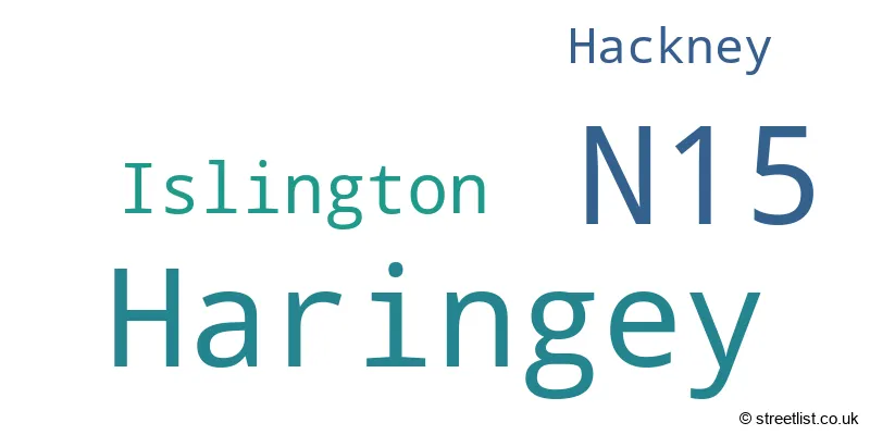 A word cloud for the N15 postcode