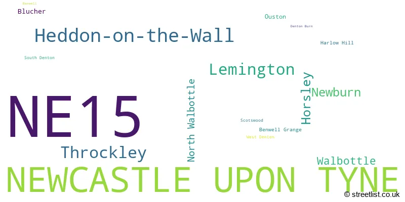 A word cloud for the NE15 postcode