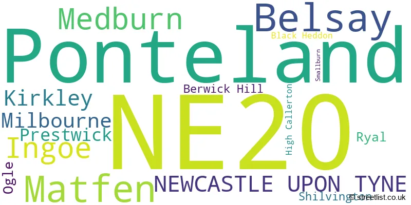 A word cloud for the NE20 postcode