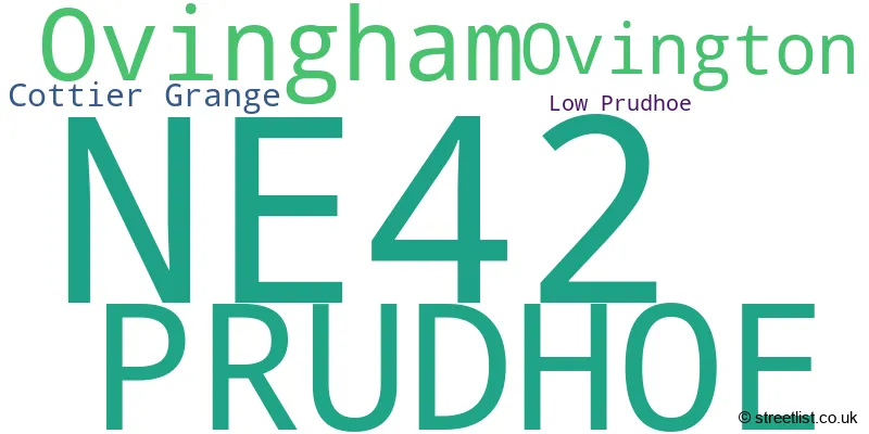 A word cloud for the NE42 postcode