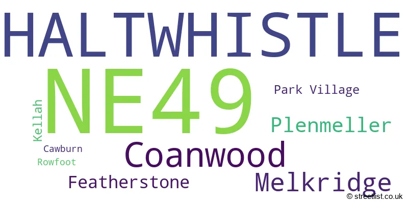 A word cloud for the NE49 postcode