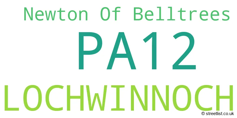 A word cloud for the PA12 postcode