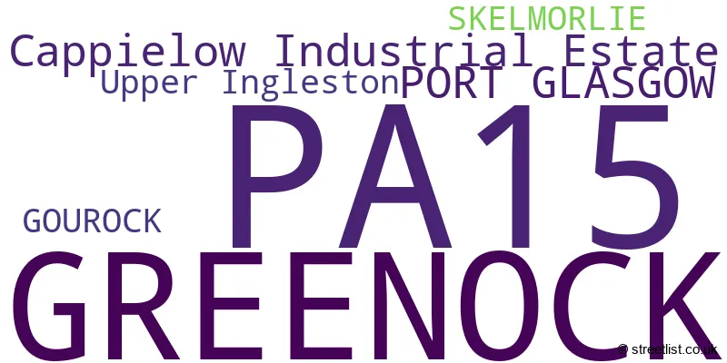 A word cloud for the PA15 postcode
