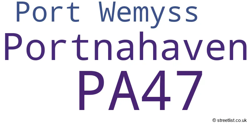 A word cloud for the PA47 postcode