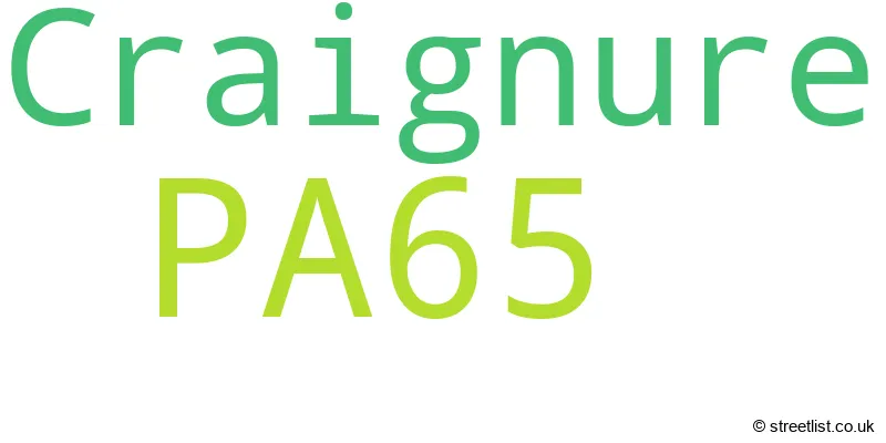A word cloud for the PA65 postcode