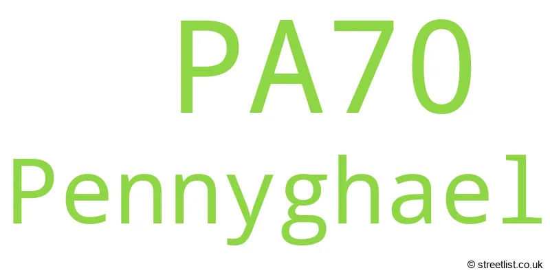 A word cloud for the PA70 postcode