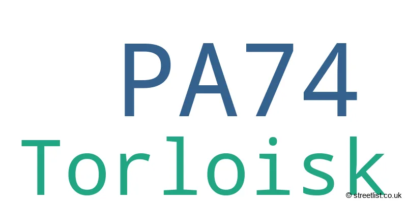 A word cloud for the PA74 postcode