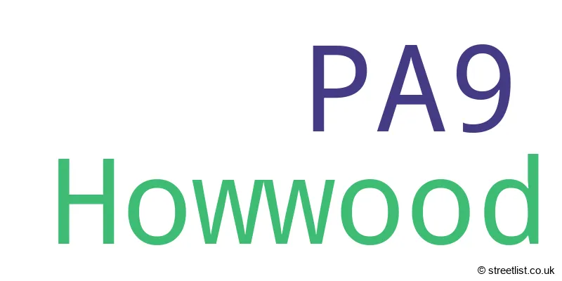 A word cloud for the PA9 postcode