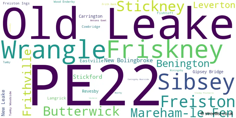 A word cloud for the PE22 postcode