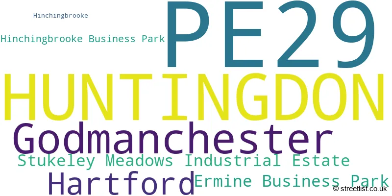 A word cloud for the PE29 postcode