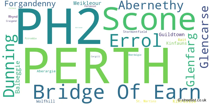 A word cloud for the PH2 postcode