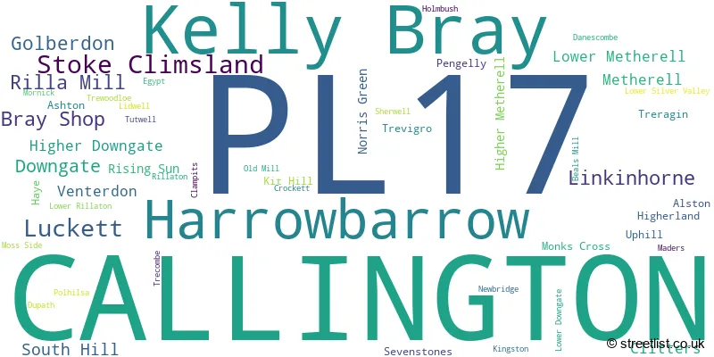 A word cloud for the PL17 postcode
