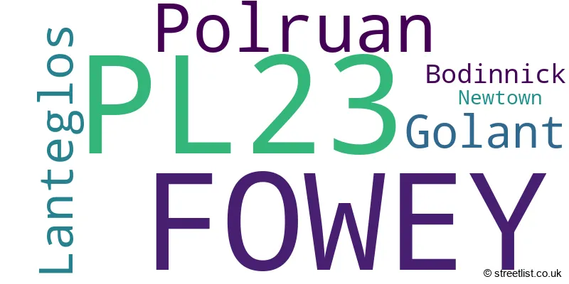 A word cloud for the PL23 postcode