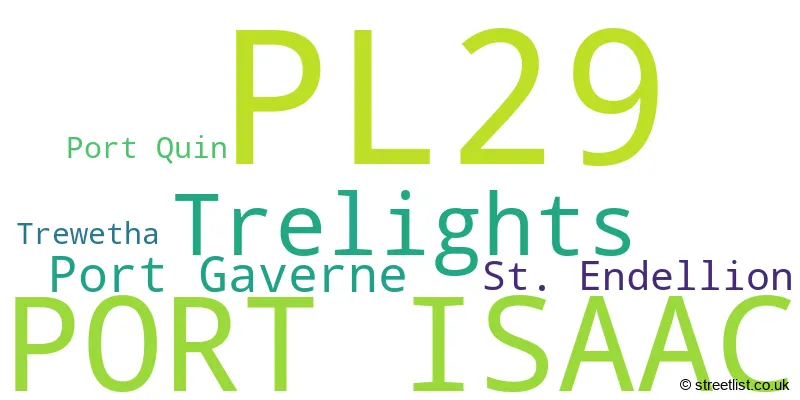 A word cloud for the PL29 postcode