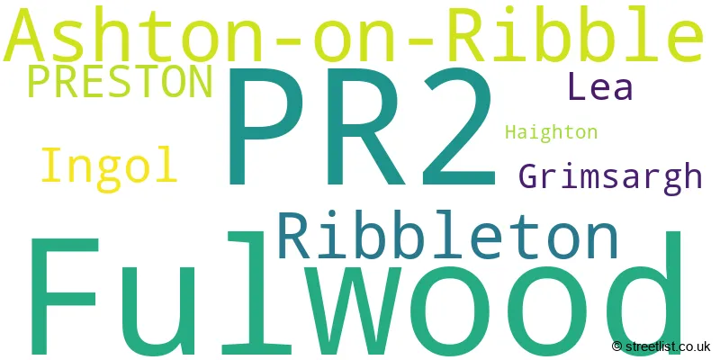 A word cloud for the PR2 postcode