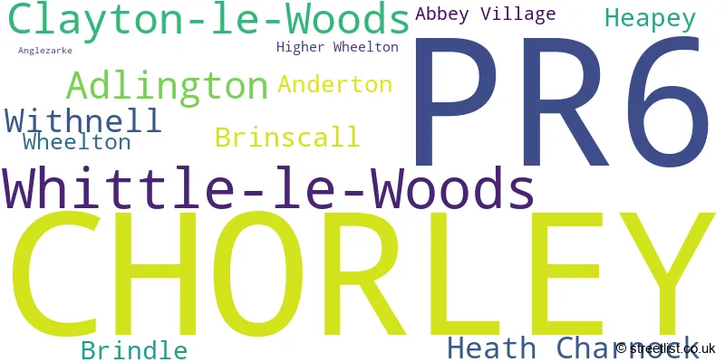 A word cloud for the PR6 postcode
