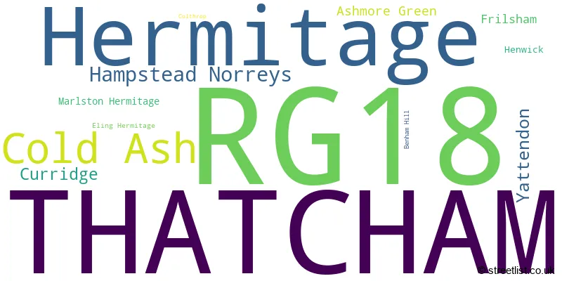 A word cloud for the RG18 postcode