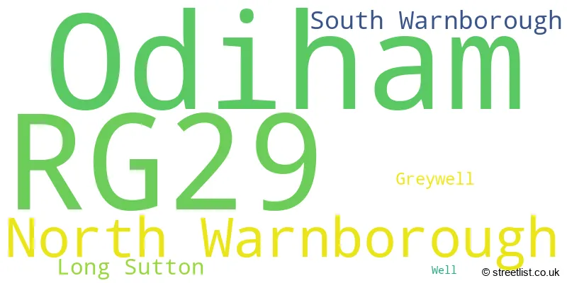 A word cloud for the RG29 postcode