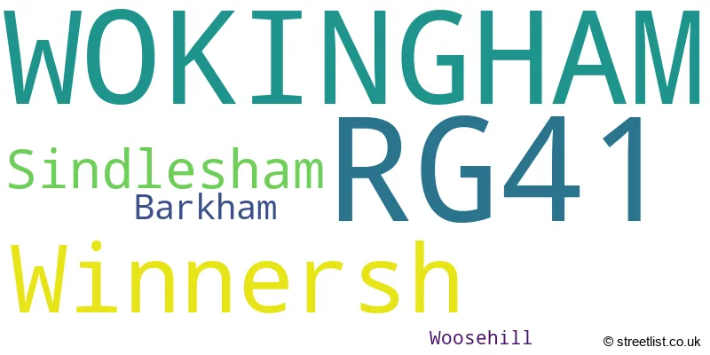 A word cloud for the RG41 postcode