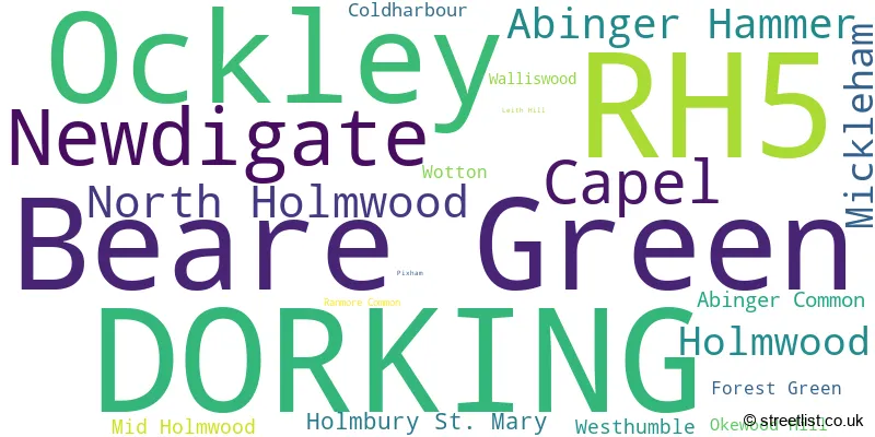 A word cloud for the RH5 postcode