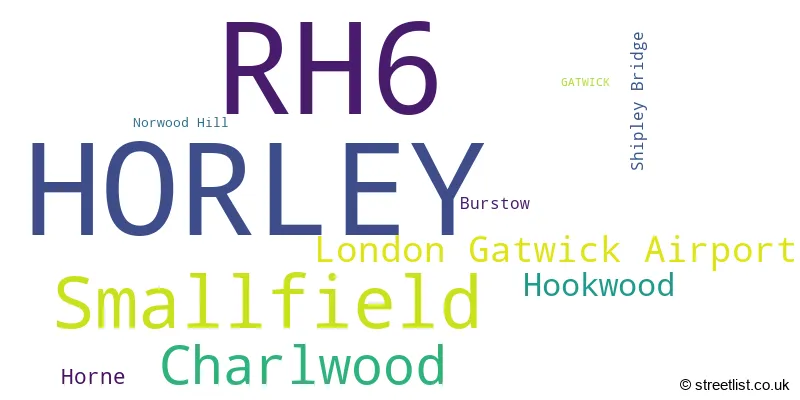 A word cloud for the RH6 postcode