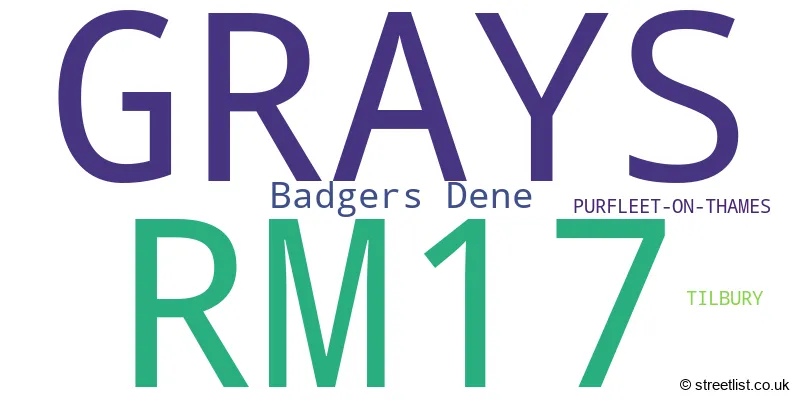 A word cloud for the RM17 postcode