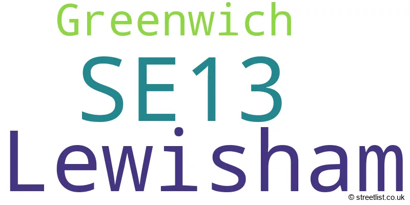 A word cloud for the SE13 postcode