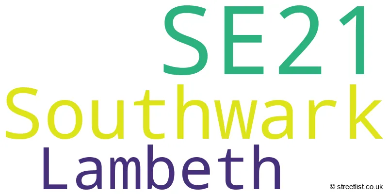 A word cloud for the SE21 postcode