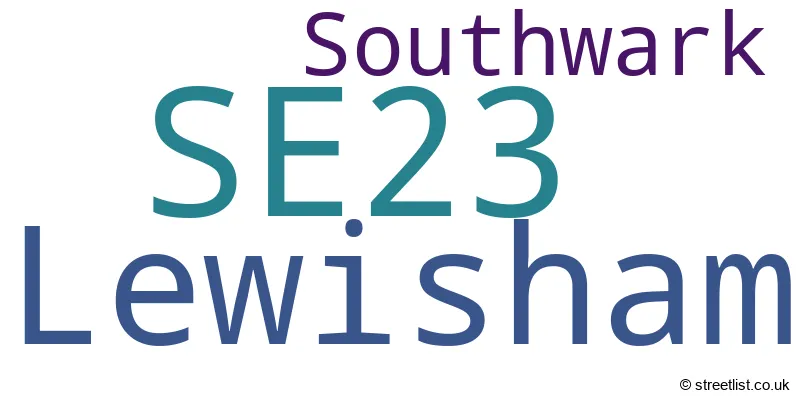 A word cloud for the SE23 postcode