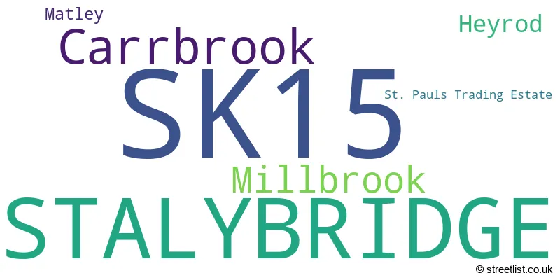 A word cloud for the SK15 postcode