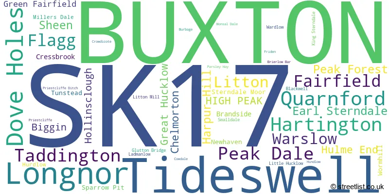 A word cloud for the SK17 postcode