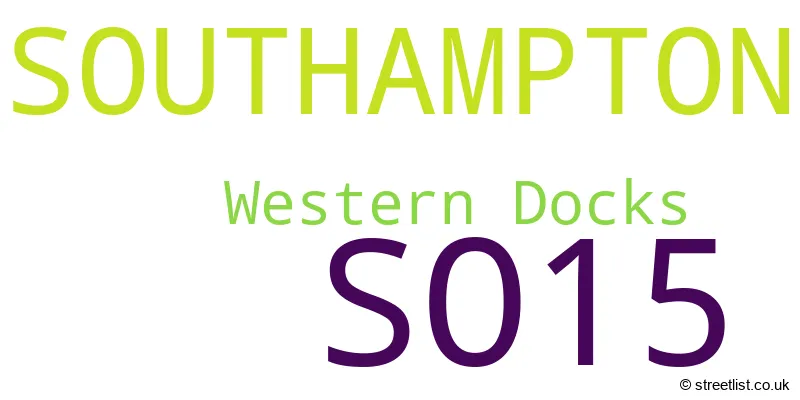 A word cloud for the SO15 postcode