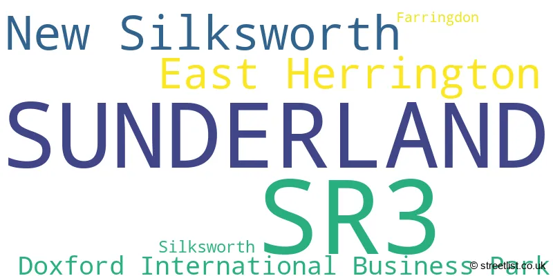 A word cloud for the SR3 postcode