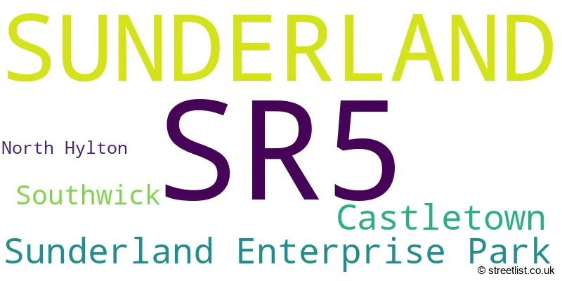 A word cloud for the SR5 postcode