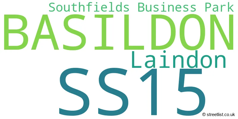 A word cloud for the SS15 postcode
