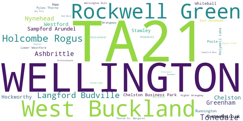 A word cloud for the TA21 postcode