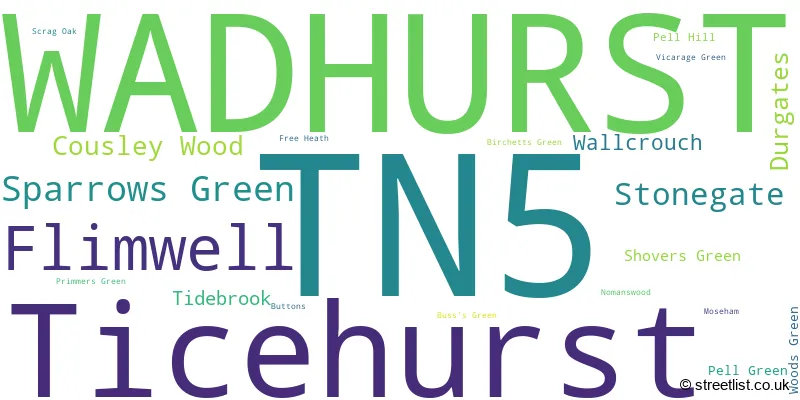 A word cloud for the TN5 postcode