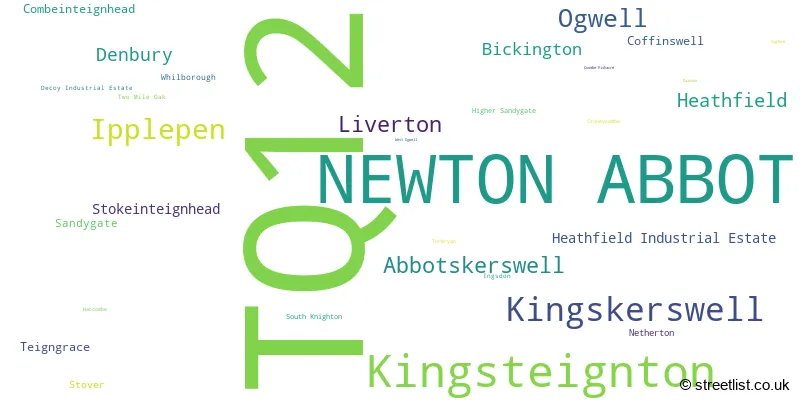A word cloud for the TQ12 postcode