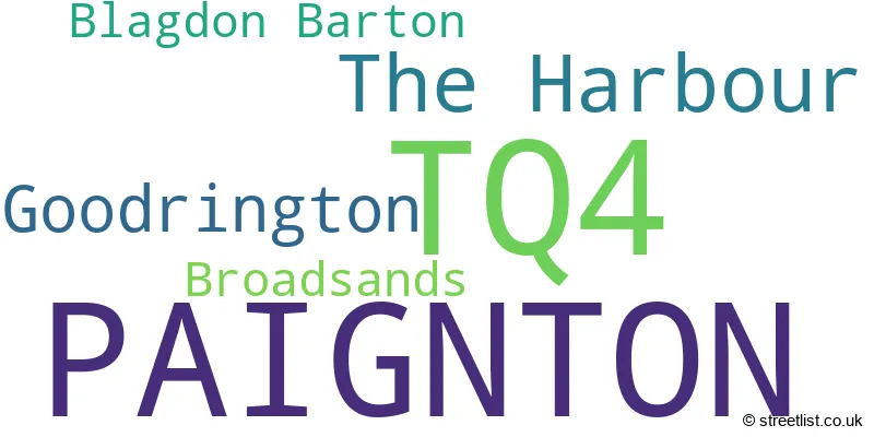 A word cloud for the TQ4 postcode