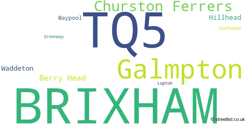 A word cloud for the TQ5 postcode