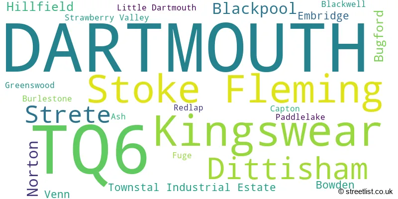 A word cloud for the TQ6 postcode