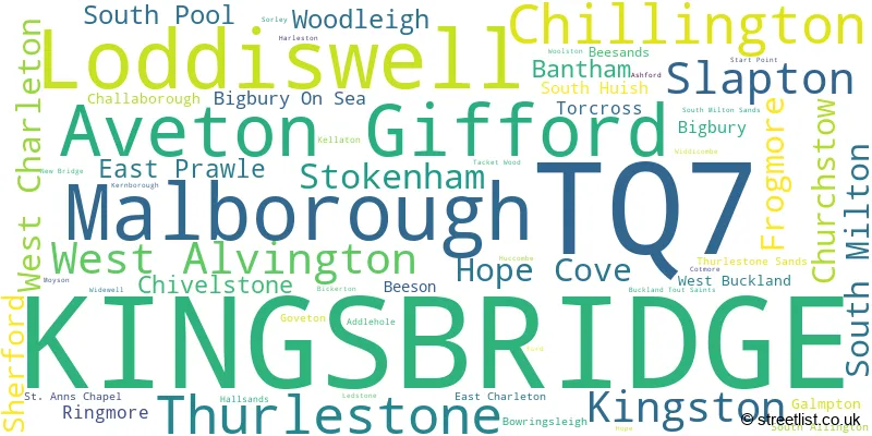 A word cloud for the TQ7 postcode