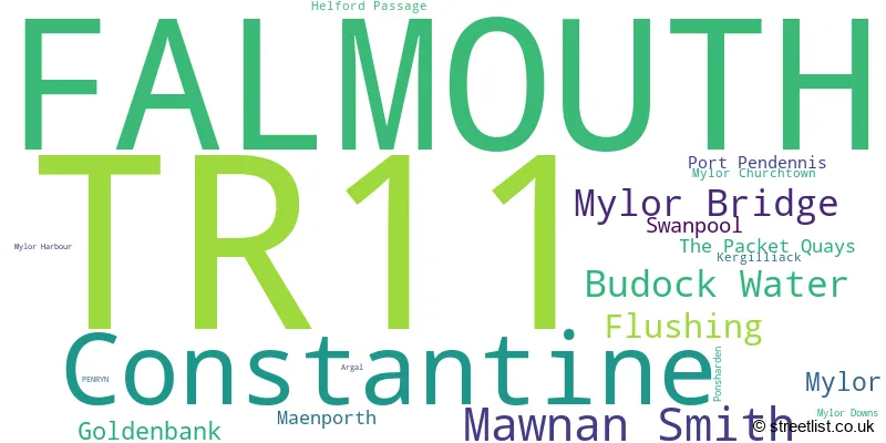 A word cloud for the TR11 postcode
